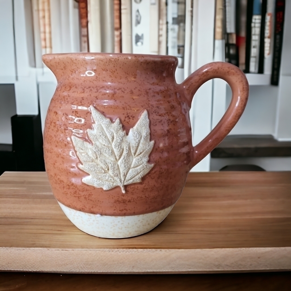 Teleflora Stoneware Maple Leaf Pitcher NWOT